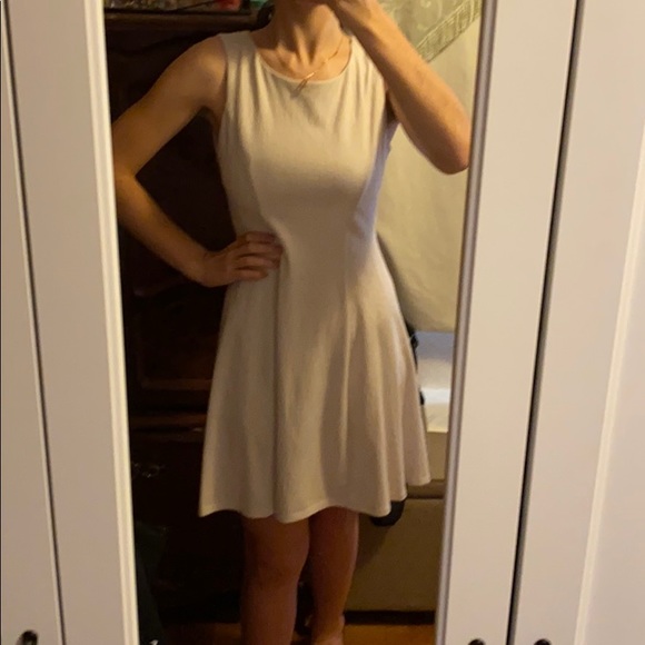 pale pink fit and flare dress